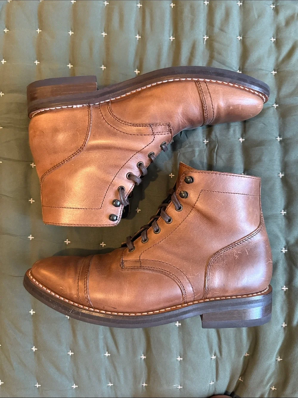 Men’s Thursday Boot Company Brown Leather Cap-Toe Lace-Up Boots